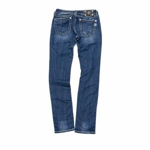 Miss Me Dark Wash Skinny Jeans 29 Rhinestone Hardware Y2K